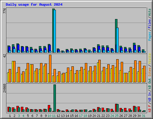 Daily usage for August 2024