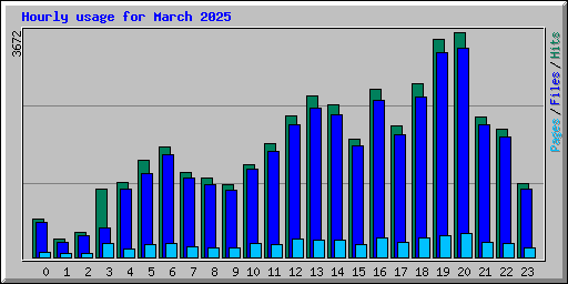 Hourly usage for March 2025